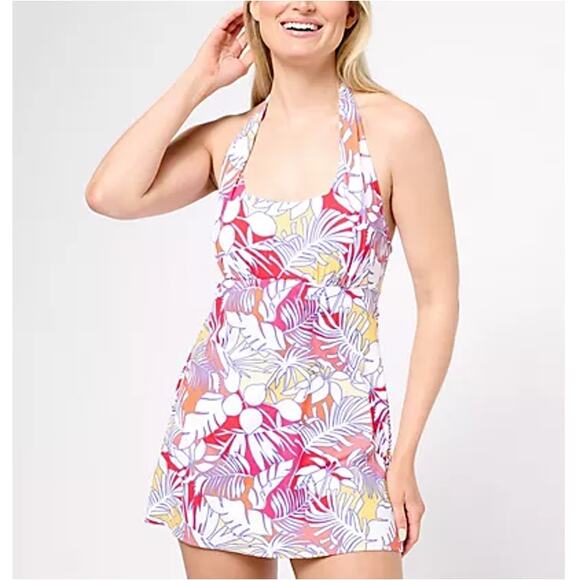 Lands' End Other - New LANDS' END Women's White Floral Halter Neck Swimsuit Size 1X